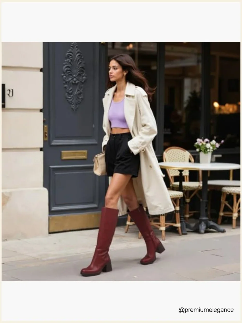 Faux Leather Platform Chunky Square Toe Heeled Knee High Boots